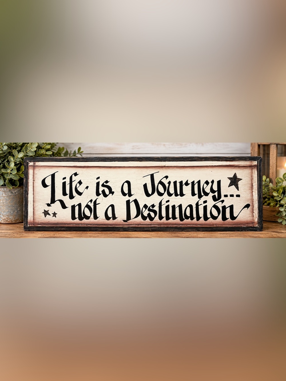 Vintage-Inspired Cream and Black Wall Sign - Home Wall Decor